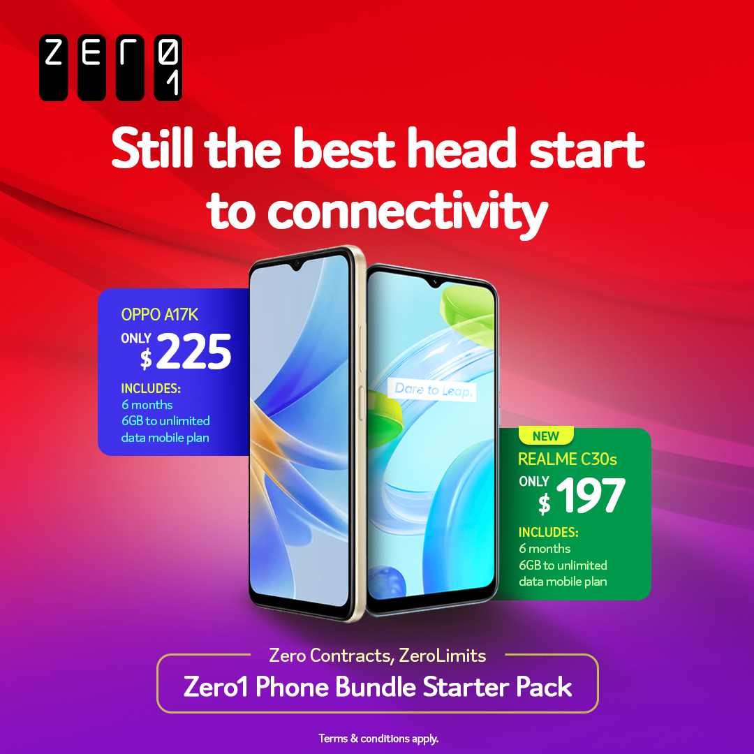 Zero1 Phone Bundle Starter Pack - Oppo A17K and RealMe C30s