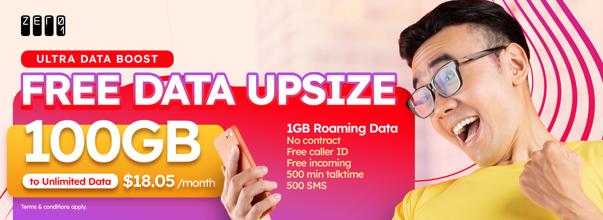 Ultra Data Boost - Zero1 50u Mobile Plan - 100GB - Banner