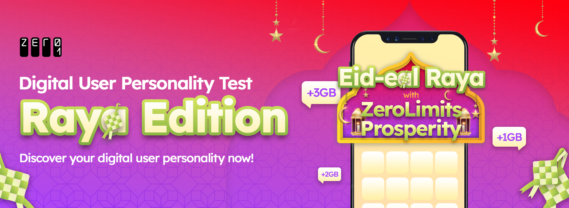 Zero1 Banner Eid-eal Raya with ZeroLimits Prosperity Raya Edition personality test Main Banner