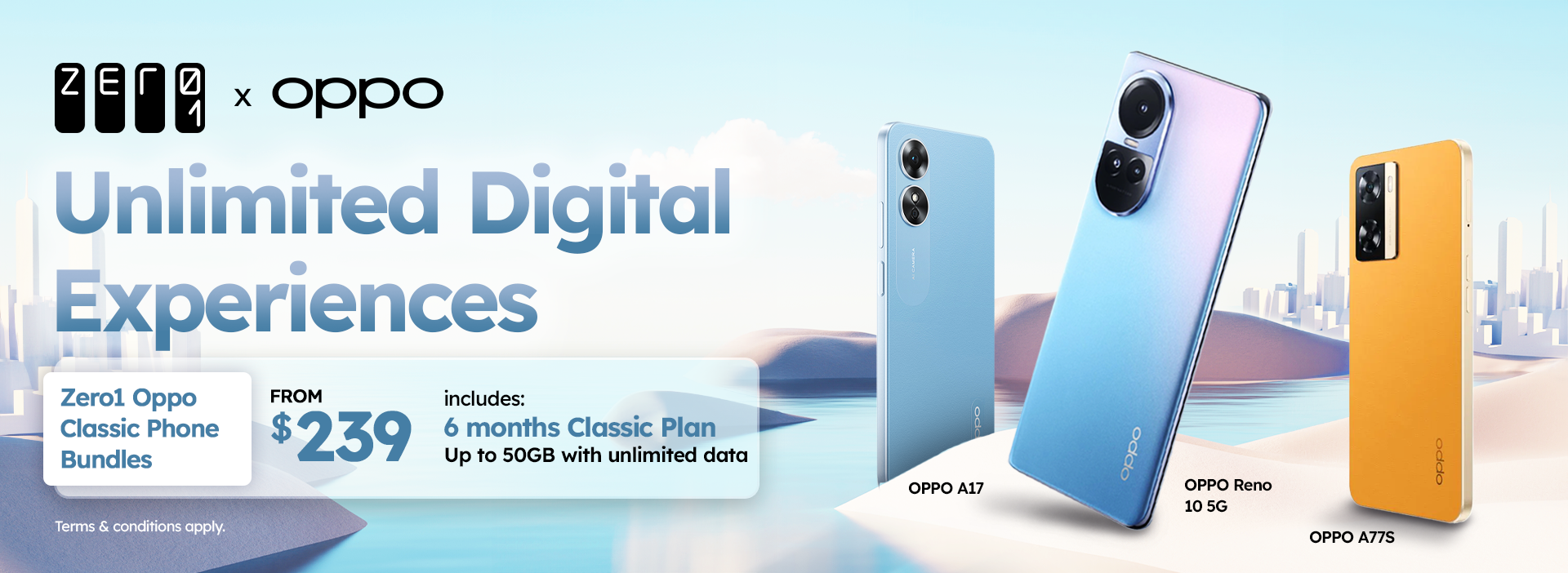 OPPO Classic Phone Bundles Classic Plan - OPPO reno 10 5g - A77s - A17k