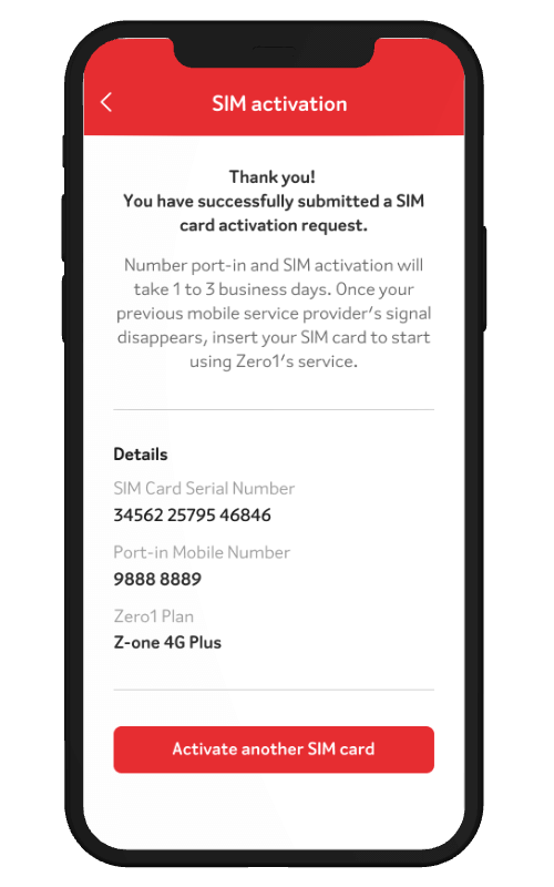 Zero1 SIM activation