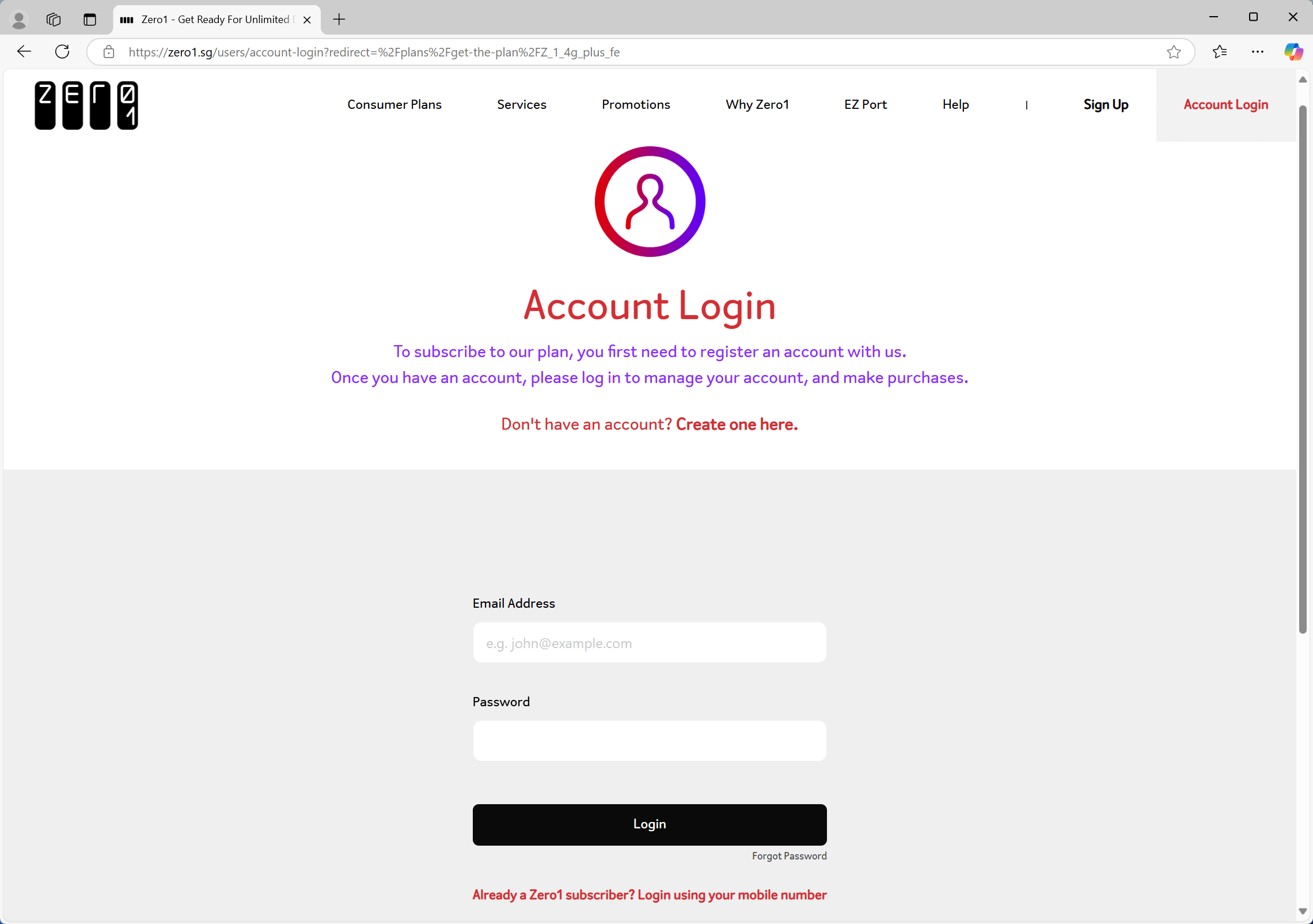 Step 3: Login to Your Zero1 Account