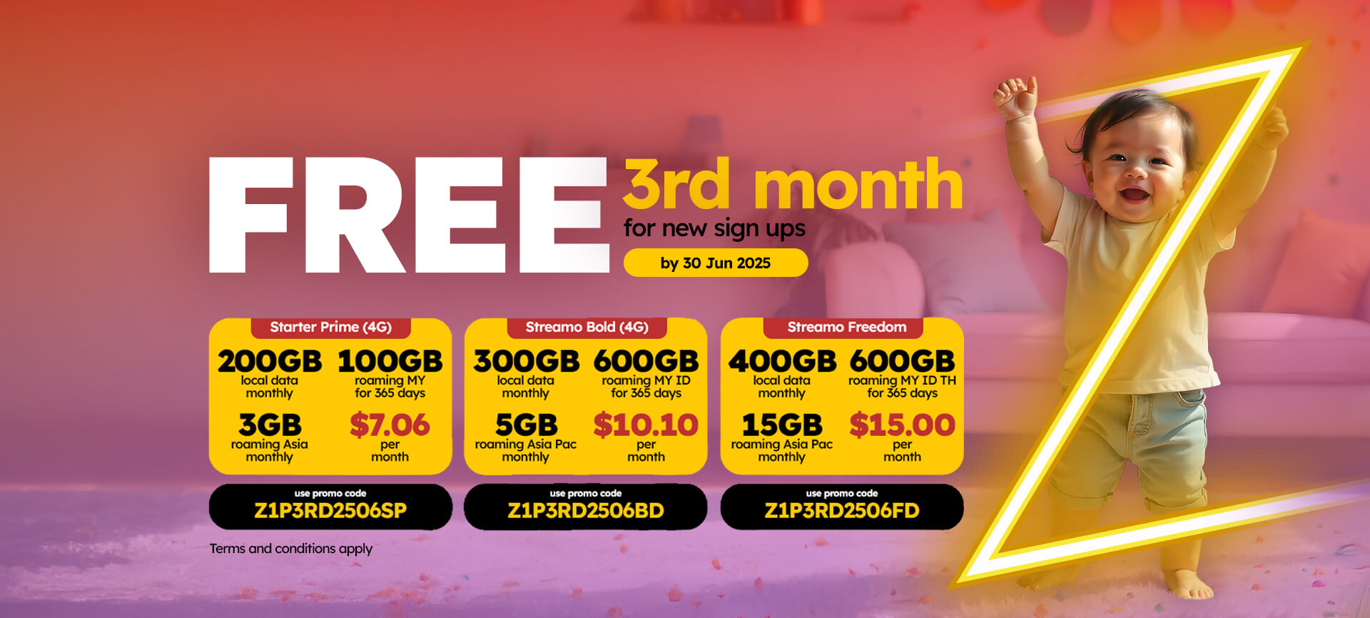 FREE 3rd Month for New Sign-Ups on Zero1 Mobile Plans