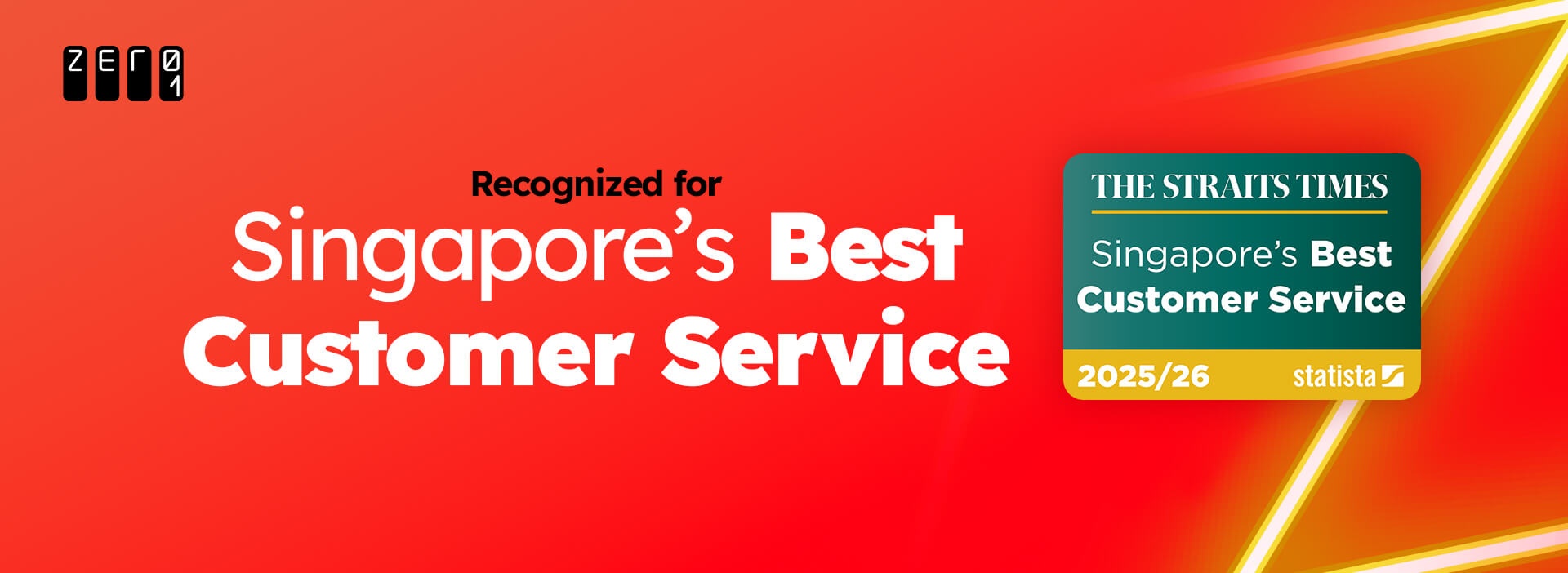 Zero1 recognised as one of Singapore’s best for customer service in 2025/26.